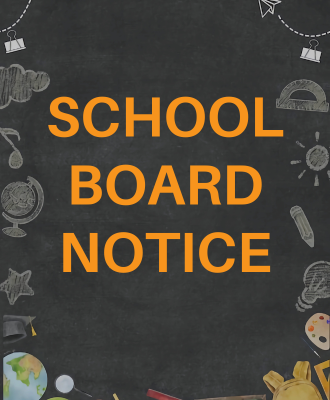  School board notice with a chalk board